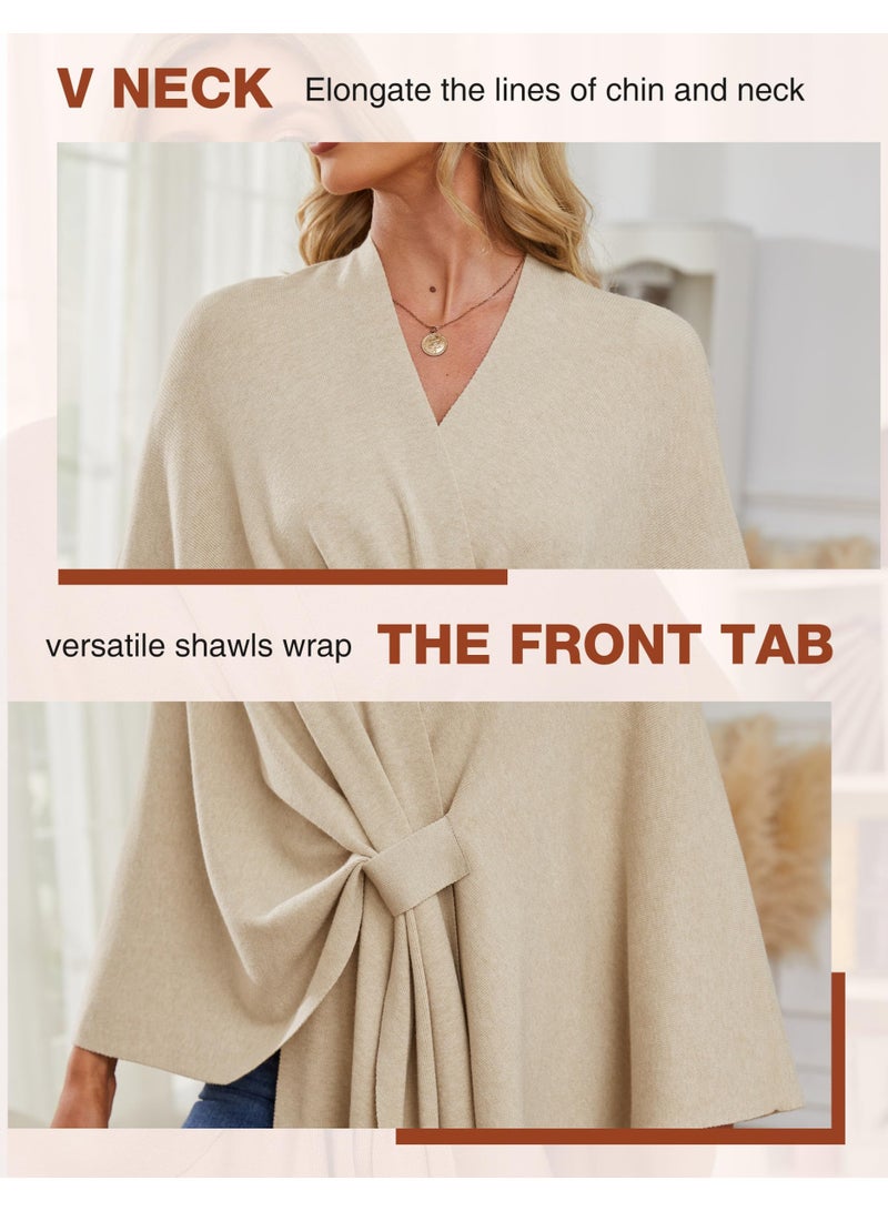 KOWVOWZ Women's Shawl Wrap Winter Fall Poncho Retro Style Vintage Pattern Cape Wraps Lightweight Open Front Sweater Cardigan - Image 5